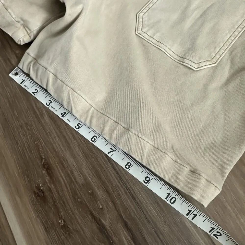 SPANX Stretch Twill Shorts Side Stripe Almond Tan Size Medium Shaping 6” Inseam - Picture 8 of 9